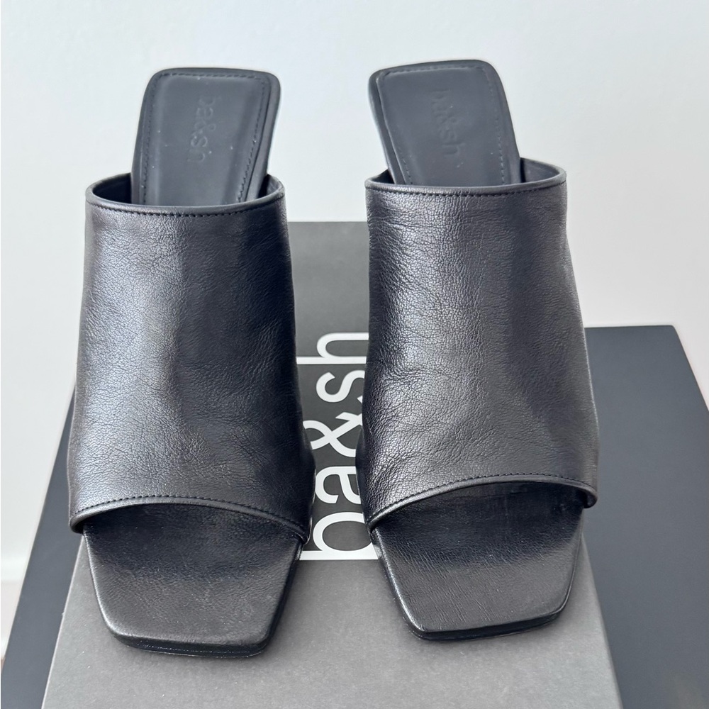 Ba&sh Brand New Black Leather High Heel Mules - Picture 2 of 5